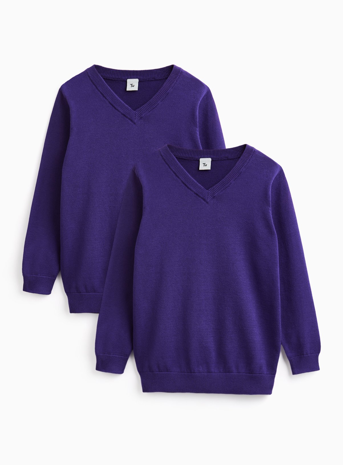 Bright Purple V-Neck Jumpers 2-Pack 3 years - Image 1 thumbnail